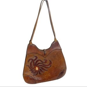 Vintage Handcrafted Leather Purse Brown Medium